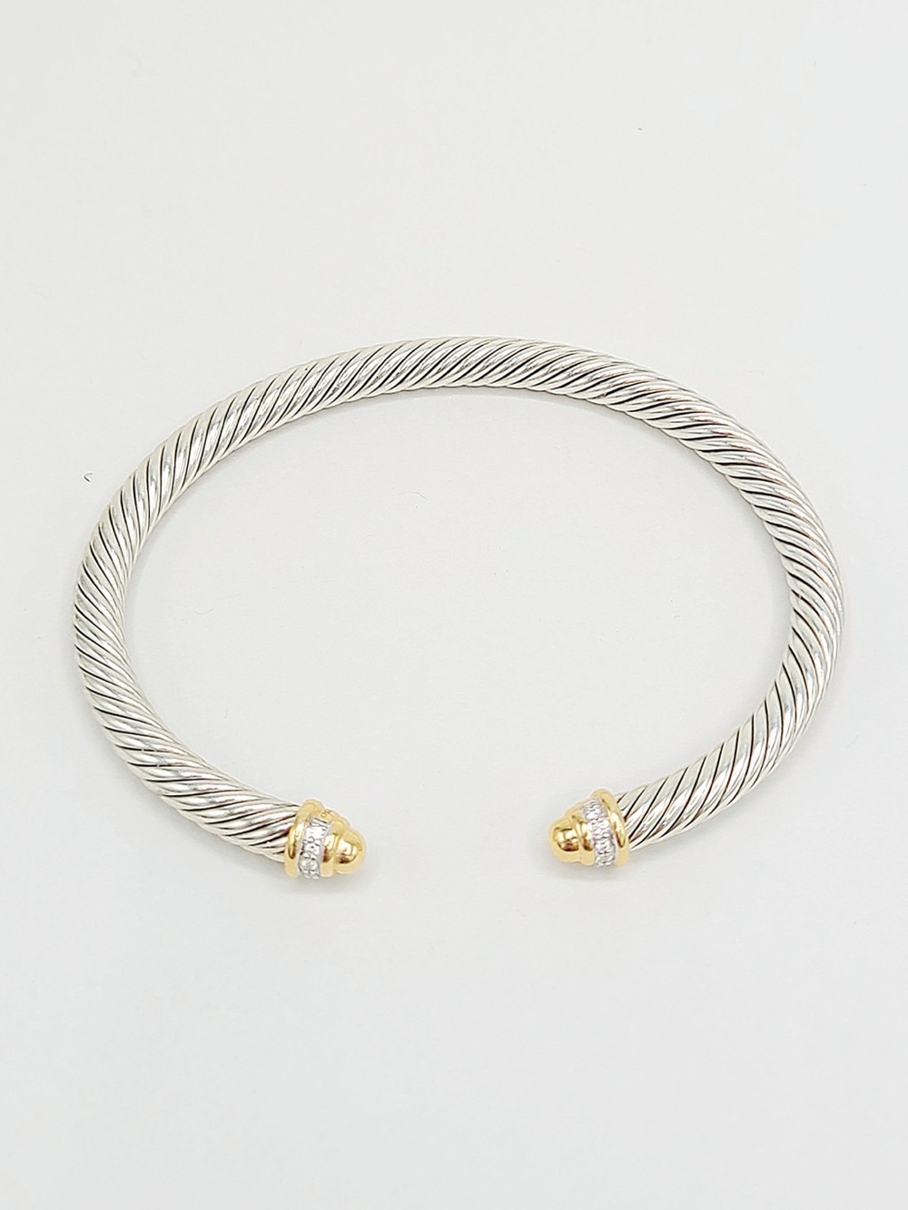 David Yurman Classic Cable Bracelet With Diamonds and Gold Dome , 5mm - Picture 3 of 8